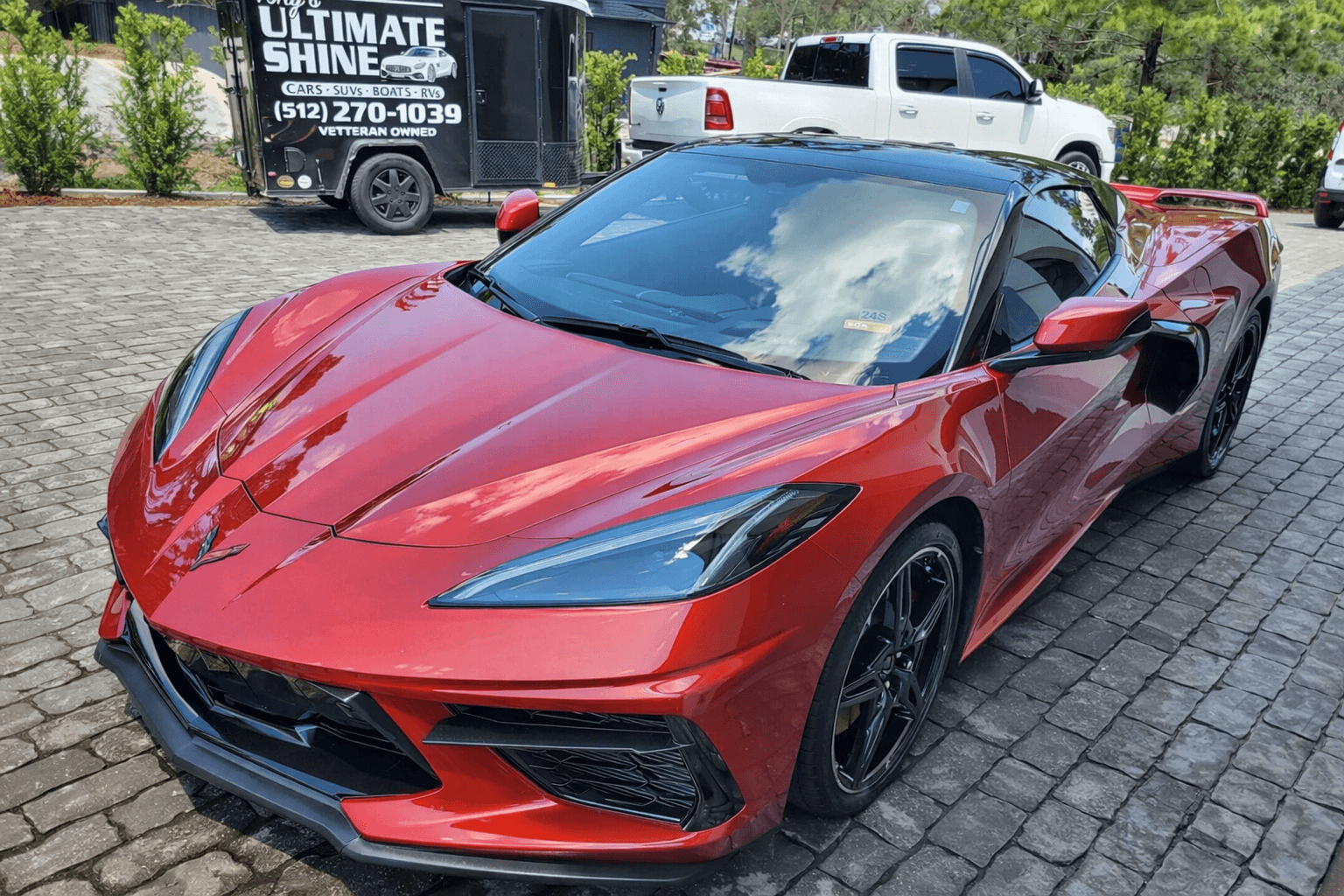 Red Chevrolet Corvette after mobile detailing by Tony’s Ultimate Shine in Santa Rosa Beach, FL